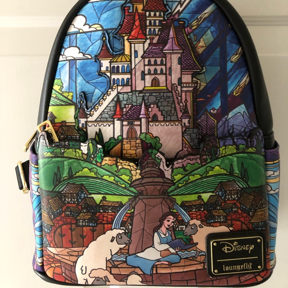 Loungefly Disney Beauty and the Beast Belle Stained Glass Castle Backpack B2S